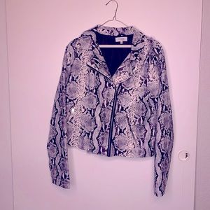 Faux snakeskin leather Moto jacket